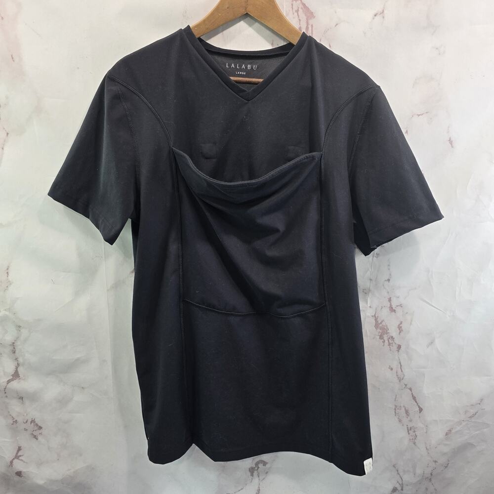 Lulabu Dad Shirt Size Large Black Baby Wearing Carrying Carrier Sling Tee V